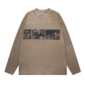 Vintage-Wash Brown Long Sleeve Top