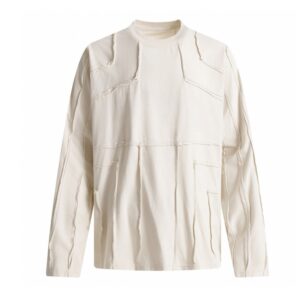 Biker Style Patchwork Raw Edge Long Sleeve