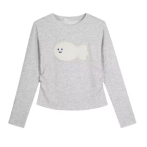 Fashionable Flocked Fish Casual Long Sleeve